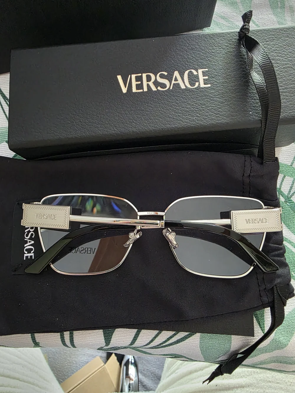 Versace VE1301 1000 Silver Eyeglasses 55-15-140 NWT Italy